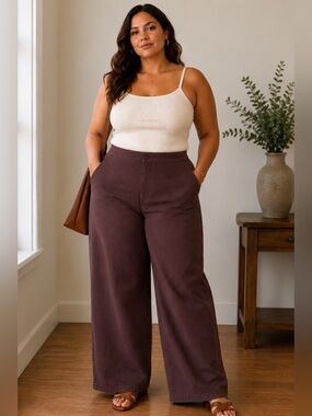 INSPR Women’s Chocolate Brown Wide Leg Pants